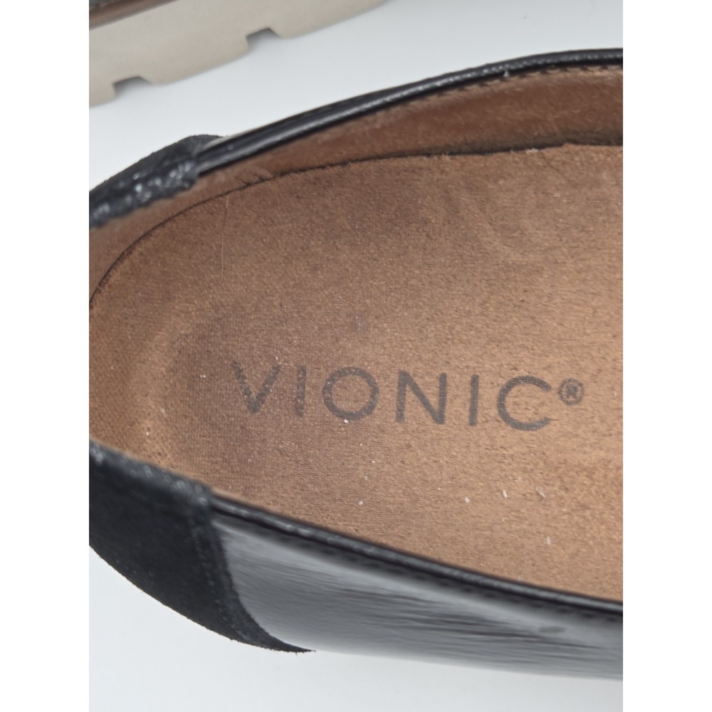 Vionic Kensley Loafers Womens 8.5 Black Patent Leather Comfort Slip On Shoes - Picture 2 of 7